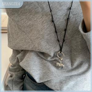 【SHANGZE4】 New Pony Mặt dây chuyền dài vòng cổ cho phụ nữ người đàn ông hip-hop Punk Áo len chuỗi Đồ trang sức