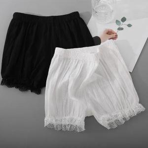 ZEEMIN Women Lace Short Panties Imitation Silk Ruffle Anti Exposure Safety Pants Lolita Satin Knickers Shorts Dress Pettipant S-XXL