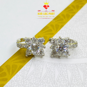 Bông tai nữ bạc xi bạch kim kiểu vuông tia khóa gài đá chủ 4.5mm Khuyên tai bạc nữ vuông kiểu giò gà mạ vàng trắng Bông tai Moissanite Mỹ D/FL kiểm định GRA màu trắng và màu xanh đẹp Hoa tai bạc thật thiết kế sang trọng đẳng cấp - KIM LỘC PHÁT BBVT03