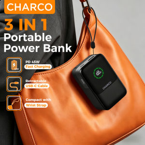 CHARCO Portable Power Bank Super Mini Fast Charging 45W 10000mAh Battery Pack Charger Portable with Retractable USB C Cable Travel Essential Powerbank Compatible with iPhone 17/16 Series Samsung