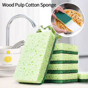 【H & L Welcomebaby】5PCS/10PCS Kitchen Cleaning Sponges/Eco-Friendly Non-Scratch Dish Sponges /Scrubbing Sponges/Non-oily Scouring Pad Kitchen Towel/Natural Wood Pulp Dishwashing Sponge