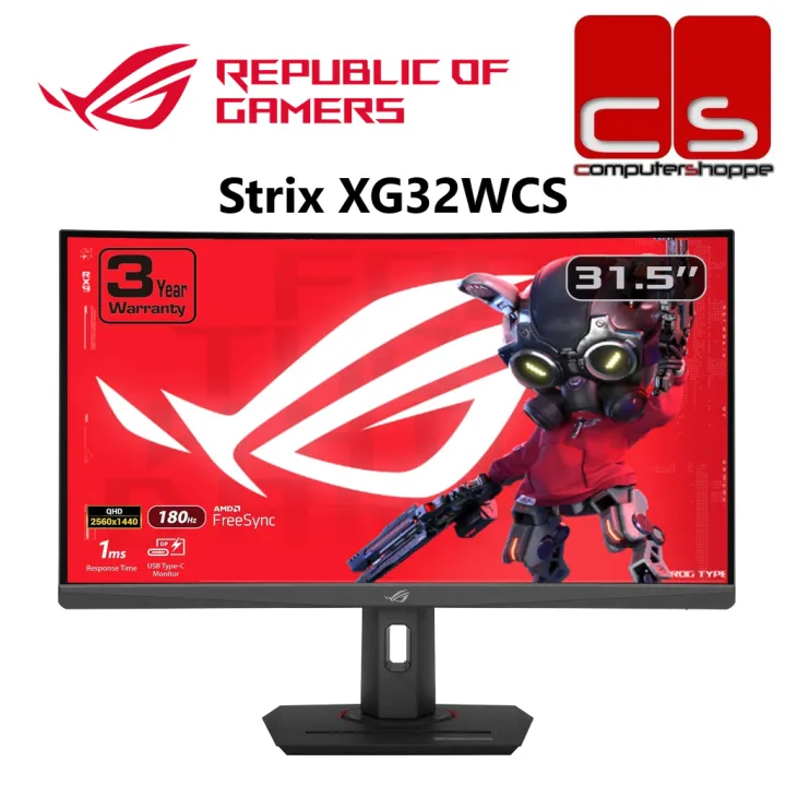 Asus ROG Strix XG32WCS 31.5'' QHD 180HZ 1MS FREESYNC HDR Curved Fast VA Gaming Monitor