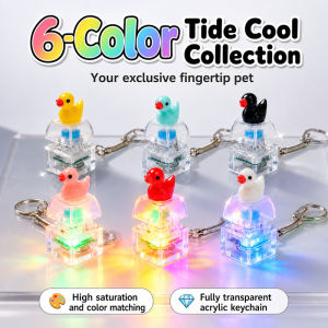 Duck Keycap LED Light Keychain Fidget Toy Cute Press Button Stress Relief Keychain Portable Keyboard Keycap Charm Gift