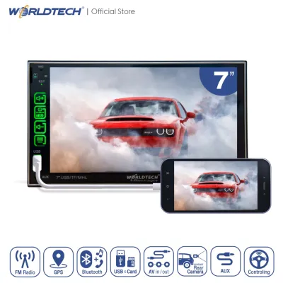 HOT** Worldtech รุ่น WT-55DDCKBT-19 เครื่องเสียงรถวิทยุติดรถยนต์ 2Din 7 นิ้ว Mirror Link Android และ IOS ส่งด่วน เครื่อง เสียง ติด รถยนต์ ชุด เครื่อง เสียง รถยนต์ ติดเครื่อง เสียง รถยนต์ เครื่อง เสียง รถยนต์ ฟัง ใน บ้าน