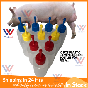 10 pcs Pig Semen Squeeze Bottle for Artificial Insemination 100 ml boar semen squeeze bottle with red yellow and blue caps