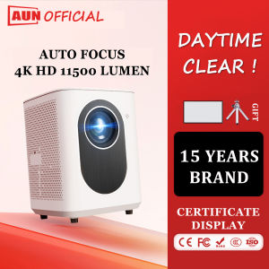【Electric Focus high resolution】AUN 11500 lumens Projector 4K ultra hd with wifi and bluetooth smart projector mini portable for phone movie projector for laptop and Cellphone wireless android Projector wall mount Projection for laptop