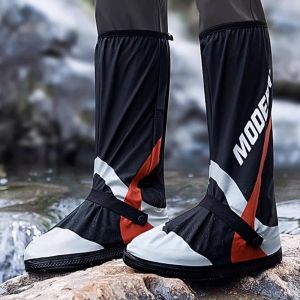SKJK Waterproof Motorcycle Shoe Covers Thickened High Tube Motorbike Rain Foot Cover Cycling Equipment PVC Overshoes Rainproof Shoes Cover Outdoor Riding