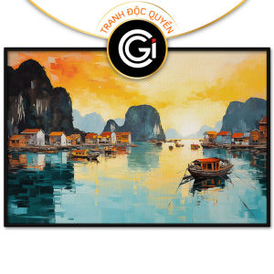 Tranh treo tường dán tường Canvas phong cảnh quê hương sơn dầu. CGI-45