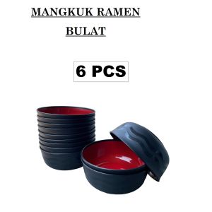 Lusinan Mangkok Ramen Jepang isi 12 Pcs - Mangkuk Plastik Mie Jepang Warna Hitam Polos Ulir