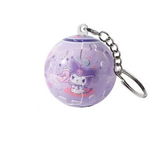 BELLEMODE การ์ตูนลายการ์ตูน พวงกุญแจปริศนาจิ๊กซอว์ คุโรมิ แมว KT จี้ลูกกลม ตลกๆ ของขวัญสำหรับเด็ก ของเล่นปริศนาลูกบอลสำหรับ3D ของเล่นเด็กเล่น