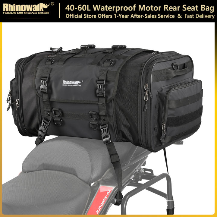 Rhinowalk Motorcycle Rear Seat Bag 40-60L/20L Waterproof Motor Saddle ...