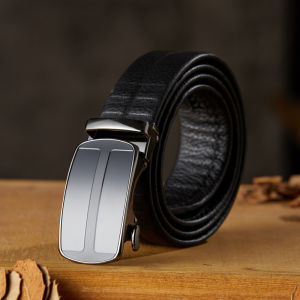 Handmade genuine leather sliding buckle belt mens automatic buckle belt new top layer cowhide business suit belt casual and versatile