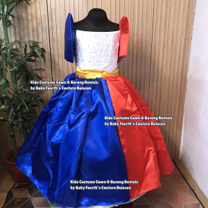 Baby Fourths Couture United Nation Maria Clara Flag with Rhinestone Gown Dress for Kids Cultural Events Philippines