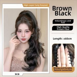 BNUE1 Thanh lịch Tóc giả đuôi ngựa kẹp càng cua sóng lớn với Grab Clip Tổng hợp Tóc giả đuôi ngựa Chịu nhiệt Tự nhiên Tóc đuôi ngựa dài xoăn nhiều lớp dành cho phụ nữ