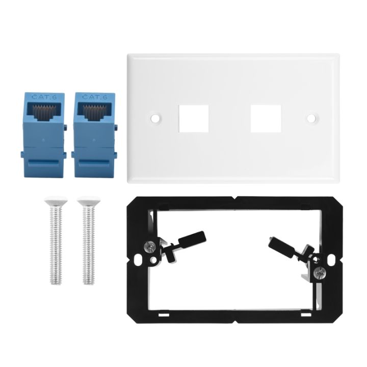 Wall Plate with Low Voltage Mounting Bracket,Single Gang 2 Port Cat6 Keystone