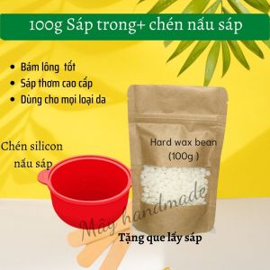 HOÀN TIỀN 15% - Combo Sáp wax lông nóng hạt đậu 100g tặng chén silicon nấu sáp chống dính tiện lợi
