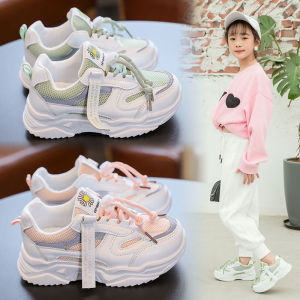 GAMGAAN รองเท้านักเรียนหญิง ธรรมดา ฤดูร้อนผ่านสุทธิผู้หญิงกีฬารองเท้า เด็กใหม่ระบายอากาศสีขาวรองเท้าพ่อเด็กวิ่งรองเท้า รองเท้าผ้าใบ