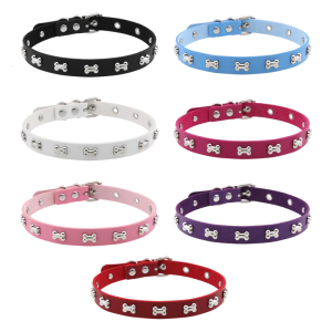 Gothic Punk Leather Necklace With Metal Studs Adjustable Closure Hip Hop Streetwear For Rocker Street Style