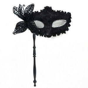 Halloween Party Mask with Holding Stick Evening Prom Masquerade Mask Stage Cosplay Venetian Half Face Masks