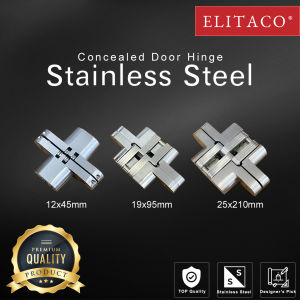 ELITACO Stainless Steel Concealed Door Hinge 120mm 95mm 45mm Hidden Cross Invisible Box Table Furniture Glossy Silver