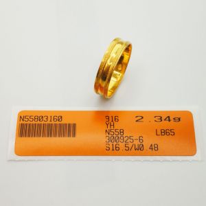 Cincin Belah Rotan Pelbagai Saiz 16.5 Emas 916 Yon Hing