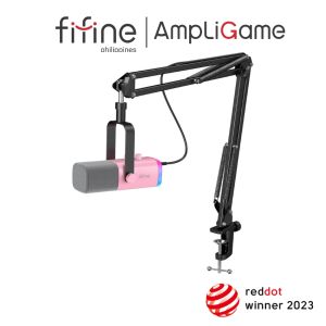 FIFINE AmpliGame AM8T XLR/USB Gaming Microphone Set Dynamic PC Mic for Streaming Podcasting Computer RGB Mic Kit with Boom Arm Stand Mute Button Headphones Jack for Recording Vocal Voice-Over