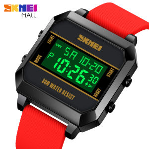 SKMEI 1848 Men Dual Time Sports Watch Teen Daily Silica gel strap Alarm Hourly Chime Timed Reminder Chronograph Countdown 30m Waterproof
