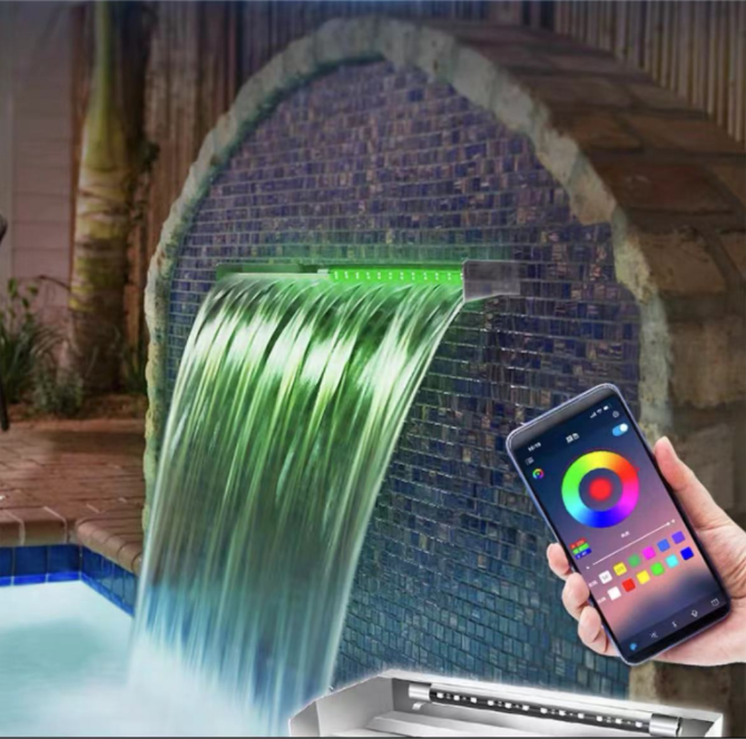 VEVOR APP controls lighting Waterfall Pool Fountain Stainless Steel W ...