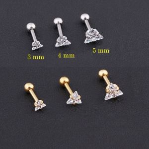 Bông tai titan nữ đính đá hình tam giác 3 mm 4 mm 5 mm 6mm (giá 1 chiếc)