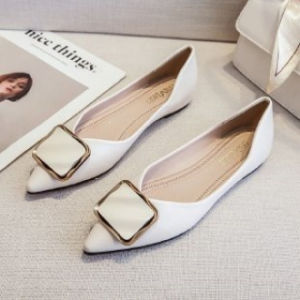 [Free Shipping] Shallow-Toe Versatile Pointed-Toe Flats For Women Large-Size WomenS Shoes Soft-Soled Loafers 2026 New White Spring/Autumn Style