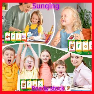 SQ Stationery [Flash Sale] CVC Từ Builder Trò Chơi Thẻ Tìm Hiểu Để Đọc Montessori Từ Xây Dựng Máy Tính Để Bàn Túi Biểu Đồ Lều Flash Thẻ Kit Với 80 Thẻ