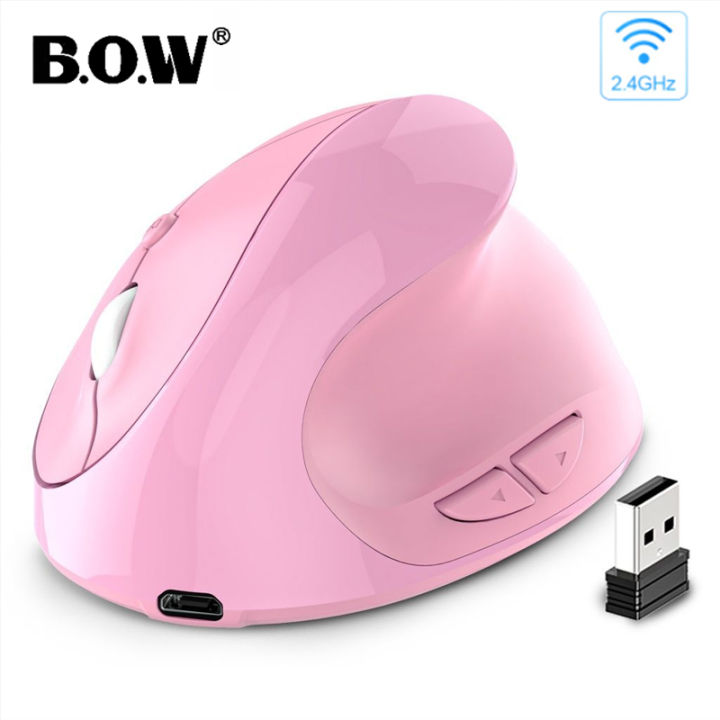 BOW Pink mouse Mouse for laptop 2.4G USB Vertical Mouse Wireless ...