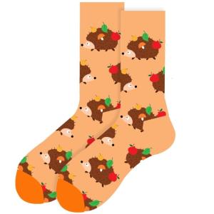Cute Thanksgiving Socks for Women and Men Colorful Fall Designs Pumpkins Turkeys Leaf Pattern Cotton Crew Socks Hosiery