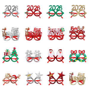 Santa Costume Eyewear For Holiday Gatherings Reusable Foldable Frame With Safe Felts Plastic Christmas Glasses