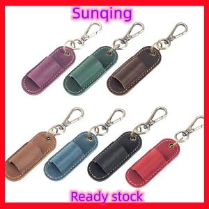 SQ Stationery [Flash Sale] Pen Lanyard Holder Pen Holder With Keychain Portable Pencil Holder Protector For Clipboard PU Leather Pen Holder