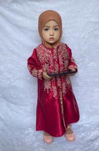 gamis pesta anak 1-2 tahun bahan kristal merah bordir plus payet gamis pesta anak perempuan terbaru