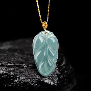 TIMESWIND with Certificate Natural Jade Leaves Green Ice Women High-grade S925 Pendant Necklace Y1N