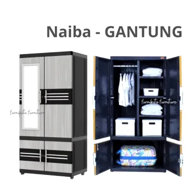 LEMARI PAKAIAN PLASTIK NAIBA GANTUNG KACA KUNCI NAIBA [NABFIT]