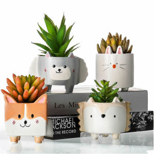 Ceramic Succulent Planter Pot with Drainage Hole Planting Pot Flower Pot Cute Animal Small Planter Pot for Mini Plant Container