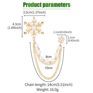 Fashion Women Imitation Pearls Crystal Snowflake Flower Design Brooch Pin Badge Flower Design Pearl Brooch Women Alloy Breastpin Versatile Elegant Accessory for Daily Party Office Gift