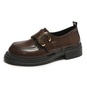 IELGY Loafers Womens Mary Jane Shoes British Style Leather Shoes Thick Sole Versatile