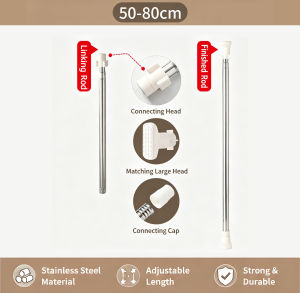 Punch-free no drilling stainless steel telescopic rod adjustable shower curtain & clothes drying rod