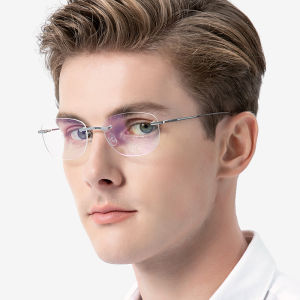 FONEX Alloy Glasses Frame Men New Brand Design Rimless Square Eyeglasses Women Frameless Japanese Ultralight-Weight Eyewear 8107