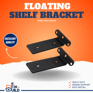 2PCS Black Steel Heavy Duty Concealed Floating Wall Bracket Front and Back Concealed Bracket Shelf Fix and Build