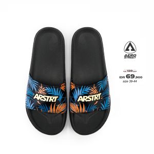 Aerostreet 39-44 Alvaro Hitam Biru - Sandal Selop Pria Wanita BAAAA
