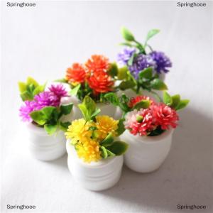 [COD] Springhooe 3pcs 1:12ตุ๊กตาพืชสีเขียวขนาดเล็กในกระถางจำลองกระถางต้นไม้