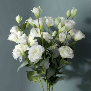 NCNC(okdeals01) 4 Heads 1 Bunch Home Table Decor For Wedding Photo Props DIY Artificial Flower Bouquet Eustoma Fake Floral
