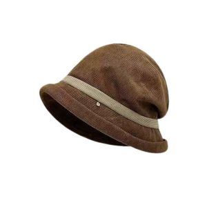 OEUVR Warmer Corduroy Pullover Cap Temperament Solid Color Winter Fisherman Hat Gifts Windproof Anti-cold Bucket Hat Women