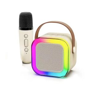 Mini Portable Karaoke Speaker With Single Microphone K12 Condenser Mic RGB Light Wireless Stereo Audio Speakers For Party
