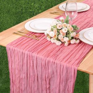 GONOVO STUDIO 90x180/300cm Table Runners Rustic Country Vintage Wedding Decoration Table Decor Boho Cheesecloth Table Setting Beach Wedding